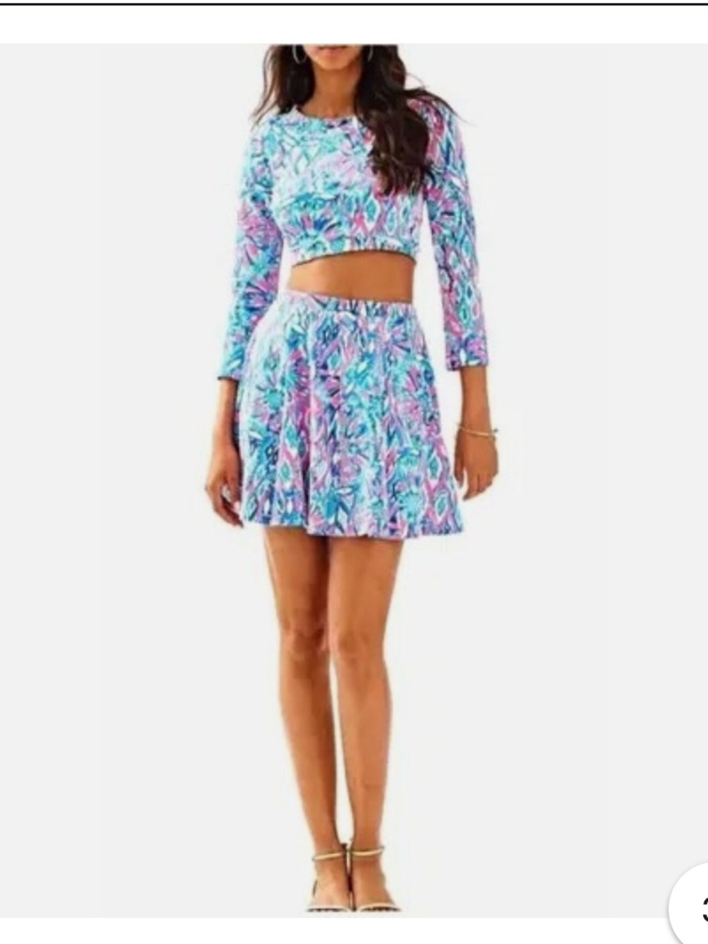 NWT Lilly Pulitzer Carlita SET Crop Top & Skort in Time Pink Size Medium.